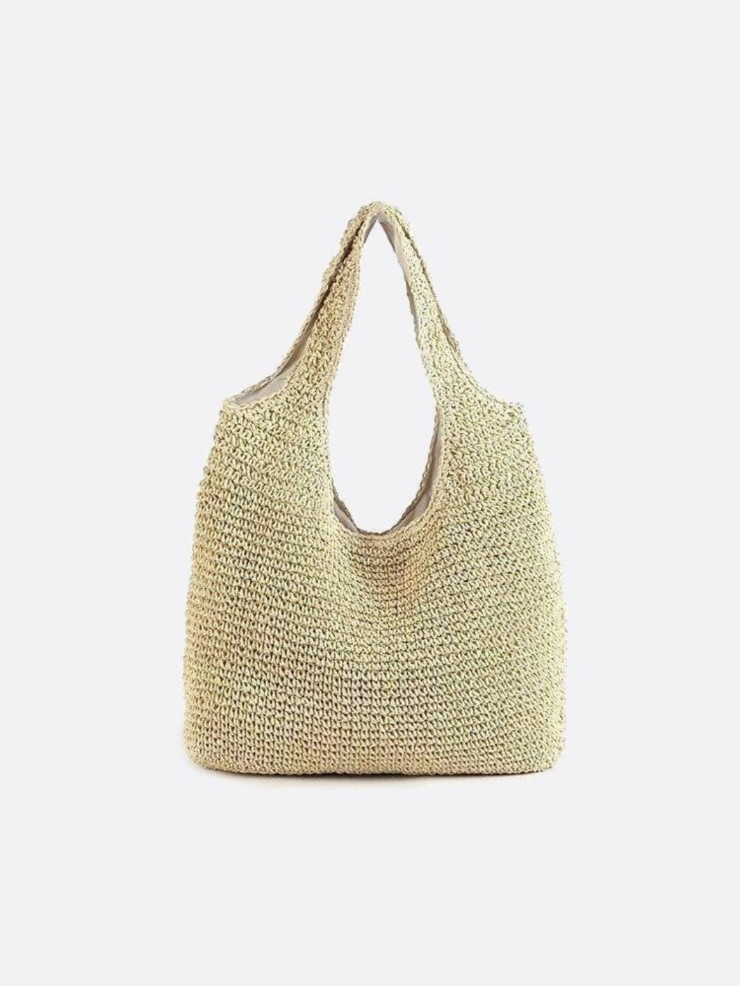 Strohtasche mit Reißverschluss und Schulterriemen Sommer - BerlinGlamour