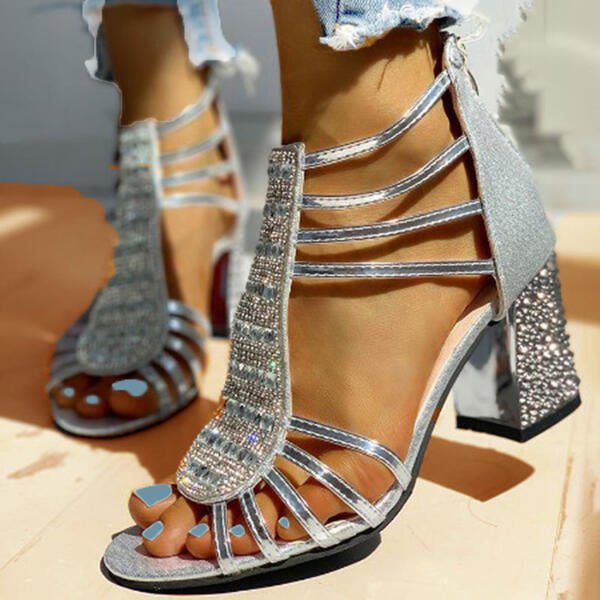 Damen Sandaletten Offene Zehen Blockabsatz Schuhe