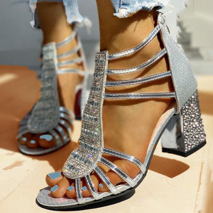Damen Sandaletten Offene Zehen Blockabsatz Schuhe