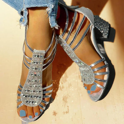 Damen Sandaletten Offene Zehen Blockabsatz Schuhe