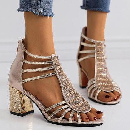 Damen Sandaletten Offene Zehen Blockabsatz Schuhe