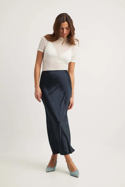 Satin Rock Hochwertig Mit Hoher Taille Damen