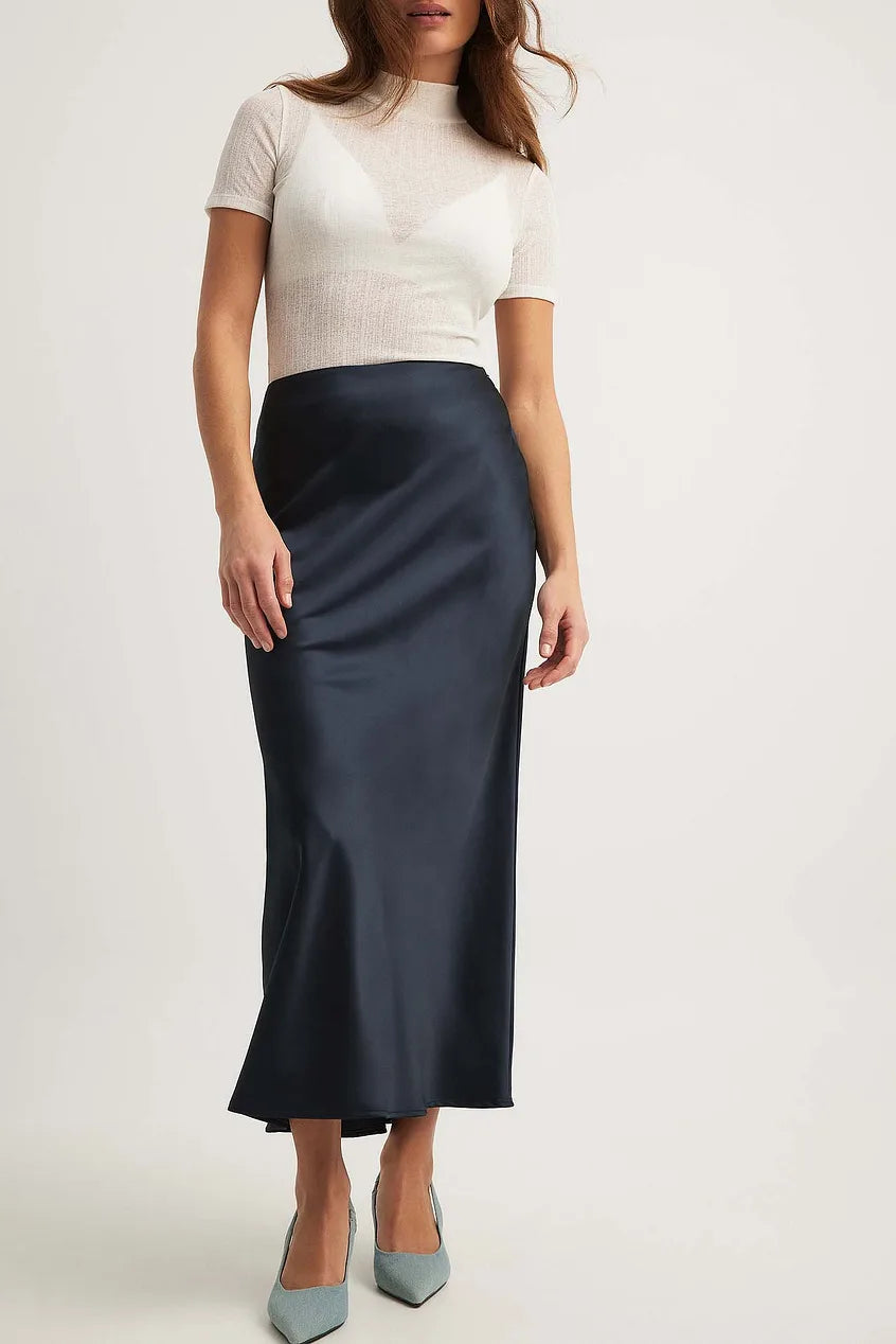 Satin Rock Hochwertig Mit Hoher Taille Damen