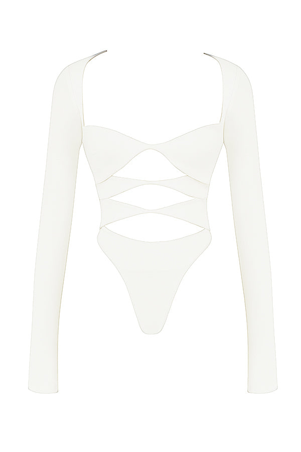 Weißes Croptop Langarm Frauen Oberteil Modern