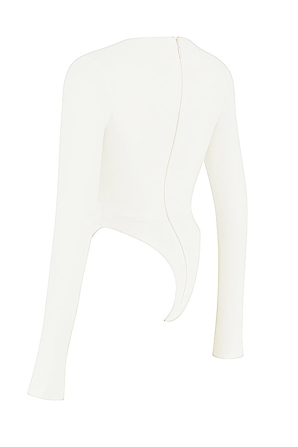 Weißes Croptop Langarm Frauen Oberteil Modern