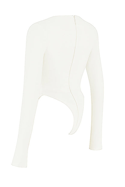 Weißes Croptop Langarm Frauen Oberteil Modern