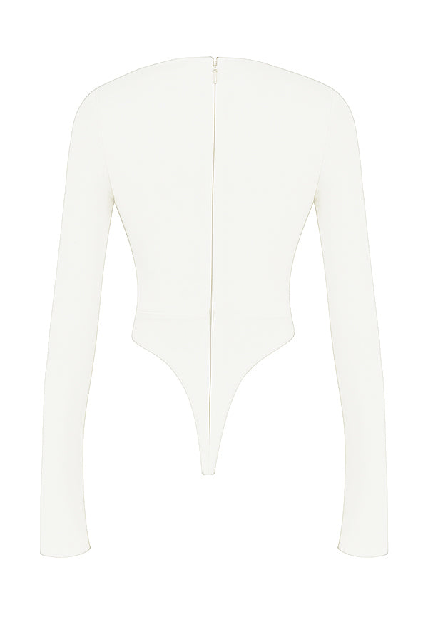 Weißes Croptop Langarm Frauen Oberteil Modern