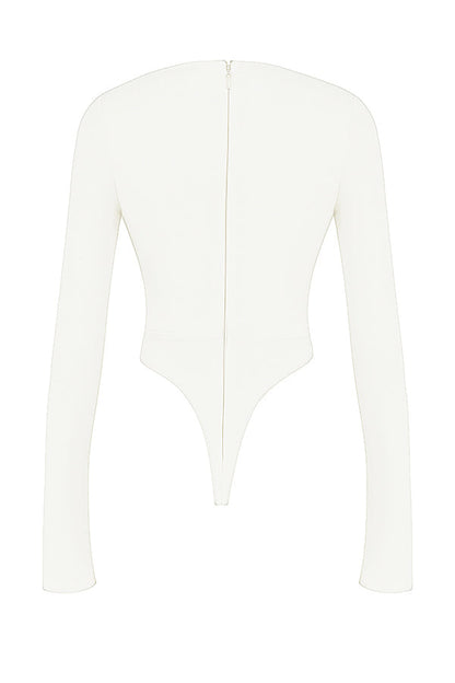 Weißes Croptop Langarm Frauen Oberteil Modern
