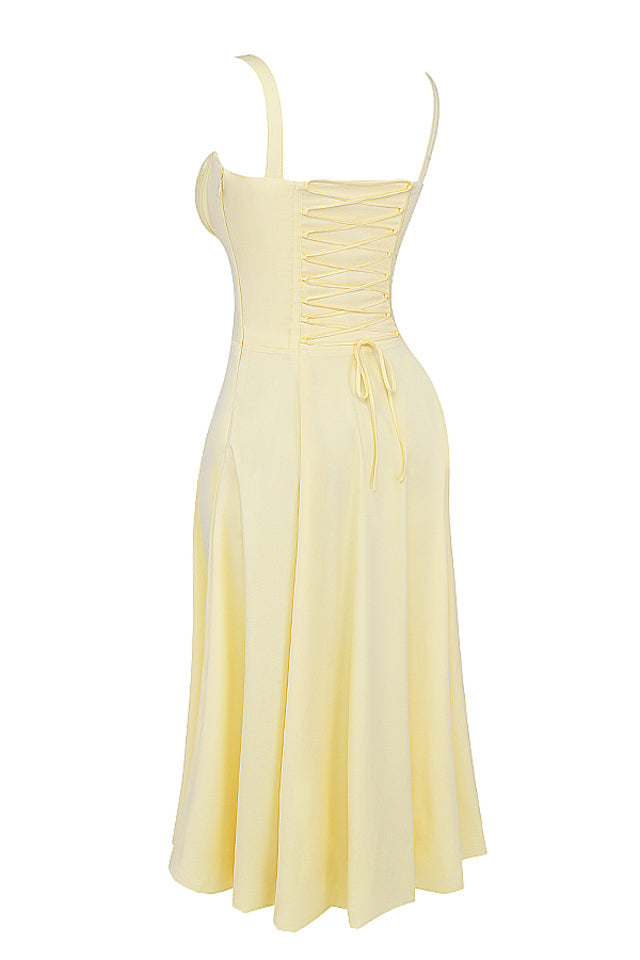 Midikleid Zitronengelb Figurformendes Sommerkleid