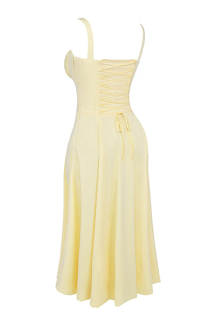 Midikleid Zitronengelb Figurformendes Sommerkleid