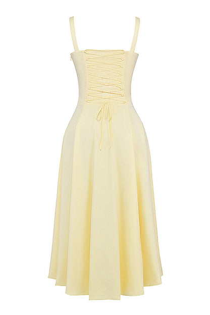 Midikleid Zitronengelb Figurformendes Sommerkleid