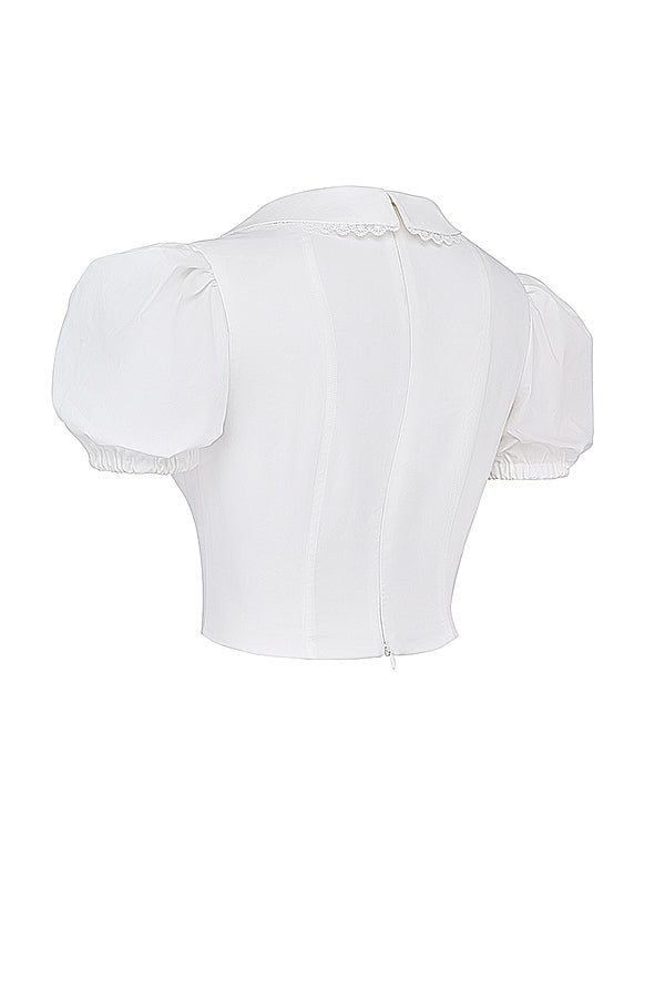Weißes Korsett-Top mit Puffärmeln Elegant Damen