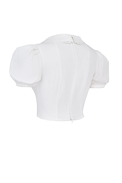 Weißes Korsett-Top mit Puffärmeln Elegant Damen