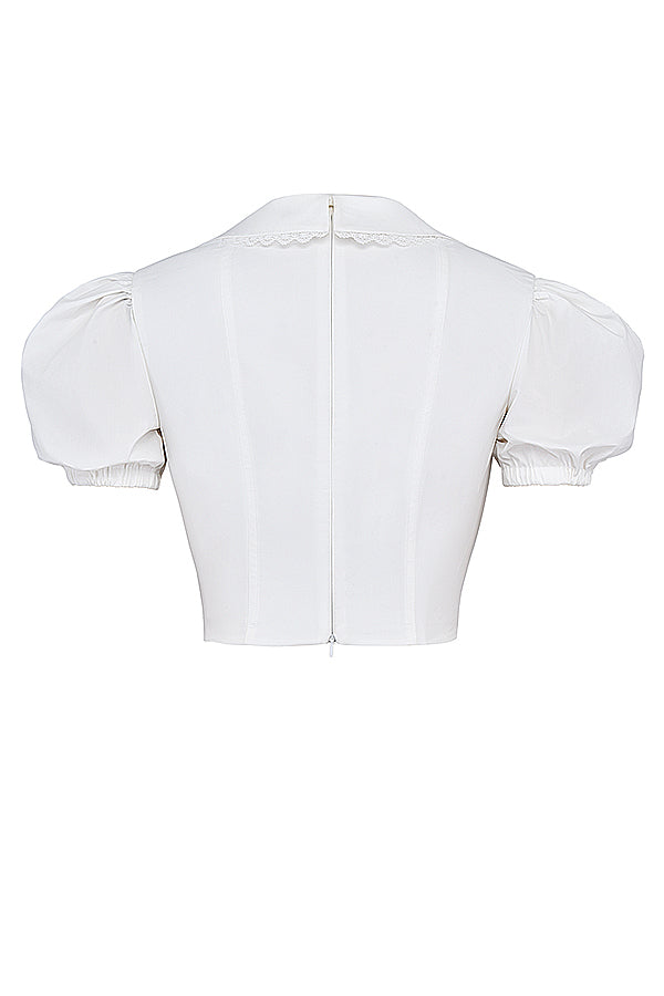 Weißes Korsett-Top mit Puffärmeln Elegant Damen