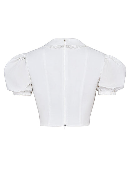 Weißes Korsett-Top mit Puffärmeln Elegant Damen
