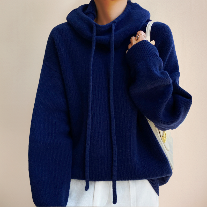 Weicher Damen Hoodie Strick Pullover Bequem