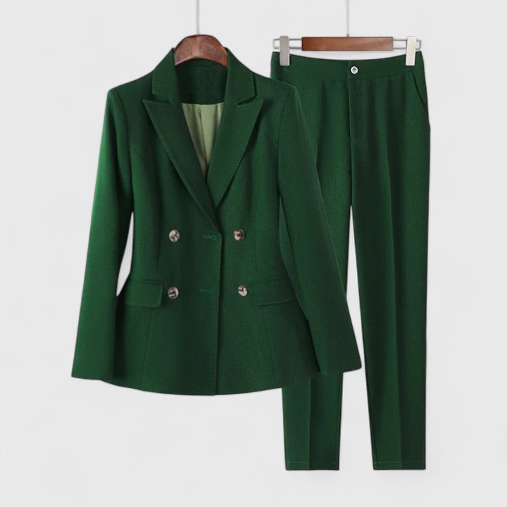 Damen Business Anzug Set Zweireihig Blazer Hose - BerlinGlamour