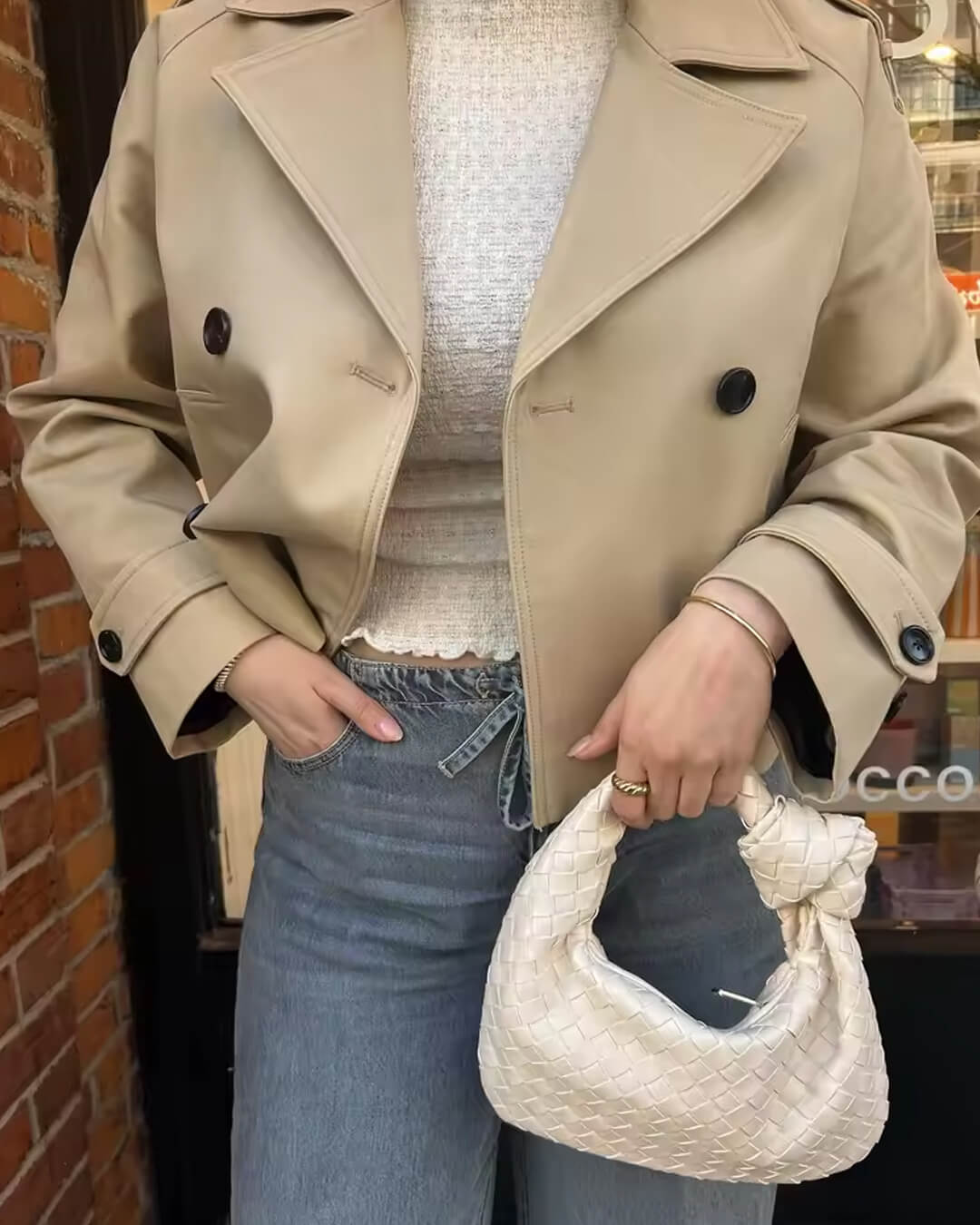 Klassischer Kurzmantel Trenchcoat Damen