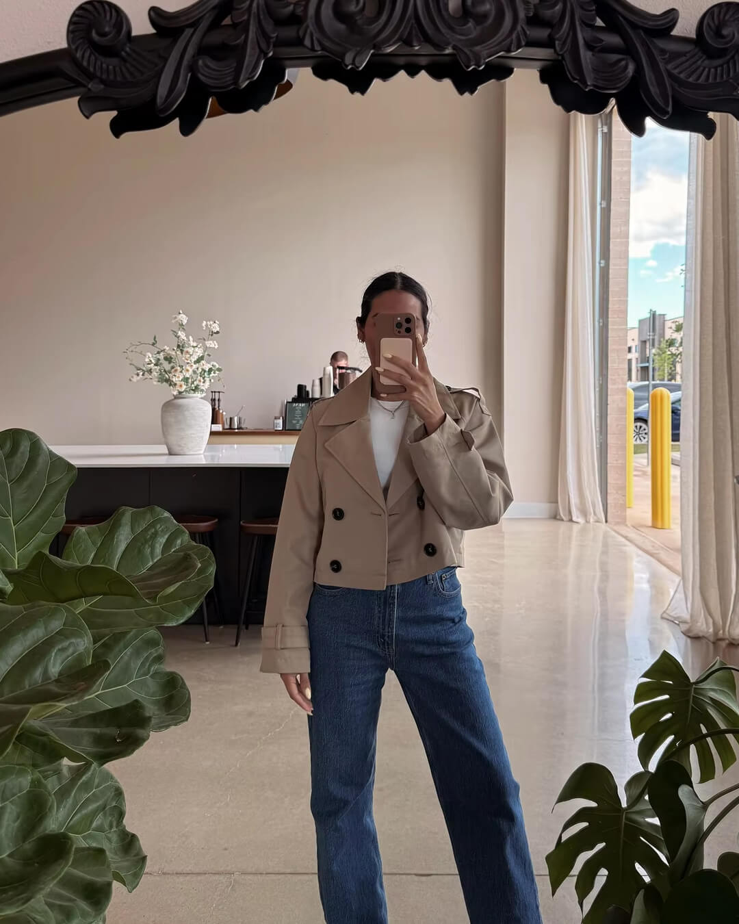 Klassischer Kurzmantel Trenchcoat Damen