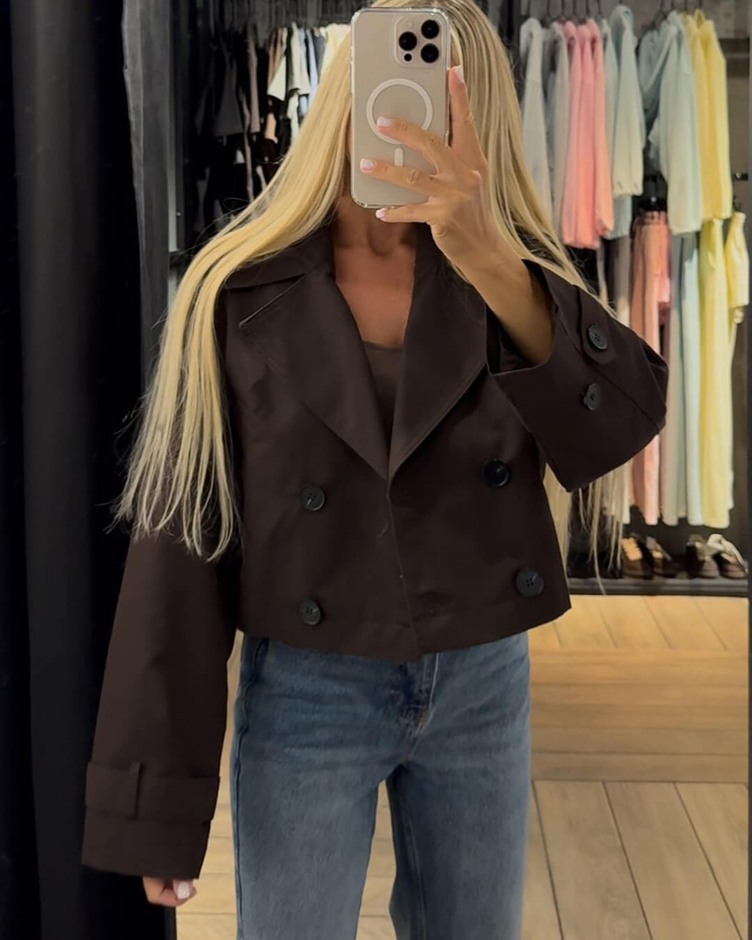 Klassischer Kurzmantel Trenchcoat Damen