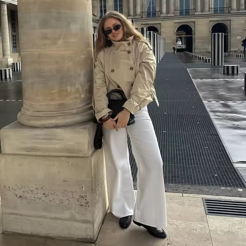 Klassischer Damen Trenchcoat Kurz Schnitt