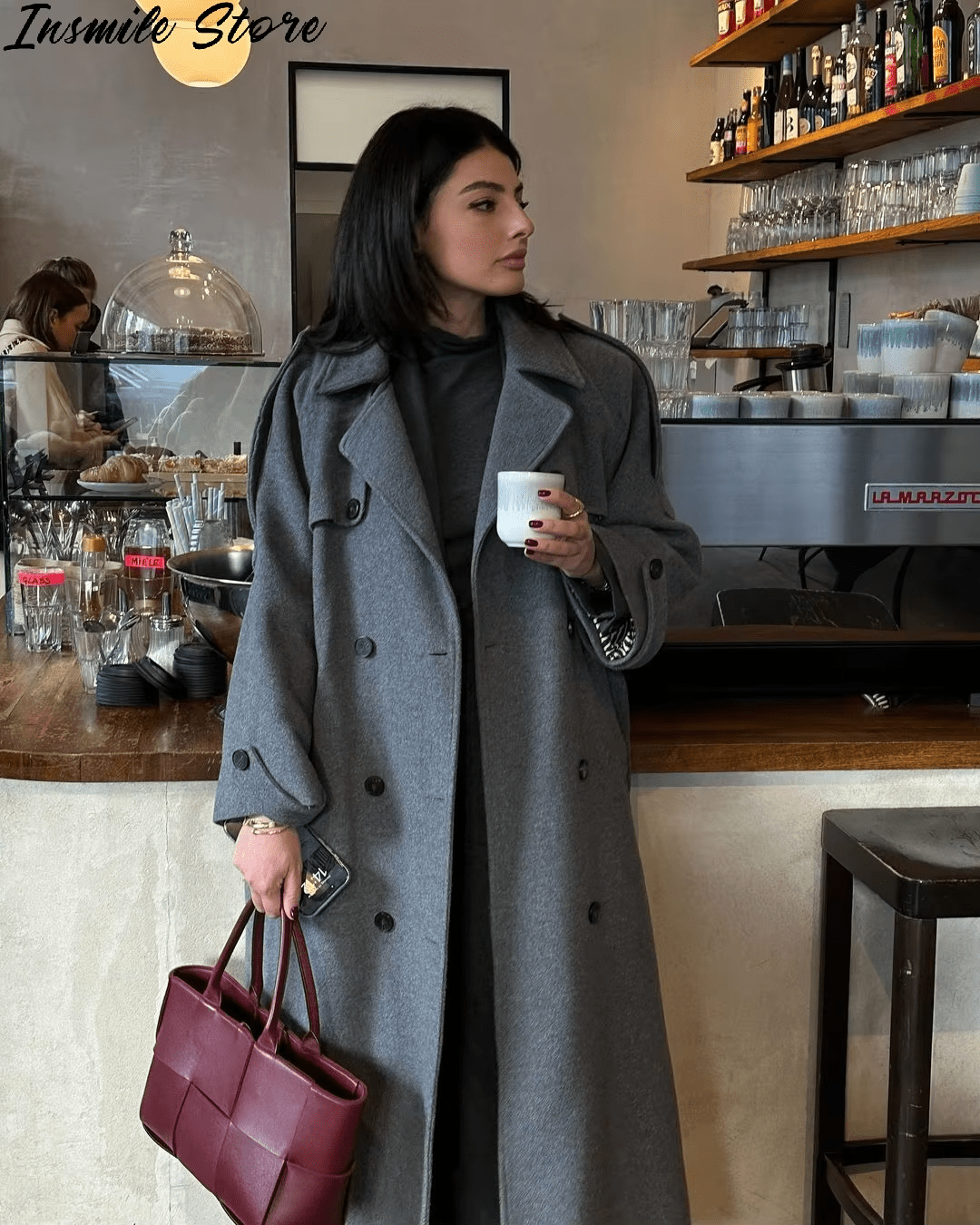 Herbst Winter Mantel Damen Elegant Lang