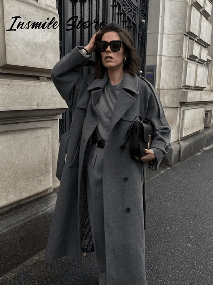 Herbst Winter Mantel Damen Elegant Lang