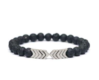 Lava Stein Armband Glitzer Schwarz