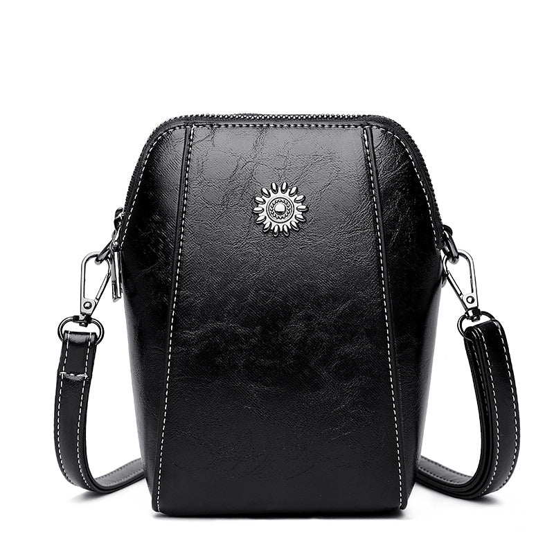 Leder Umhängetasche Elegante Damenhandtasche Schwarz