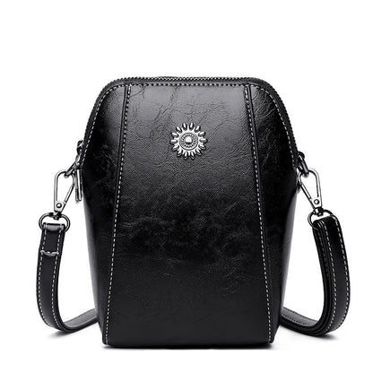 Leder Umhängetasche Elegante Damenhandtasche Schwarz