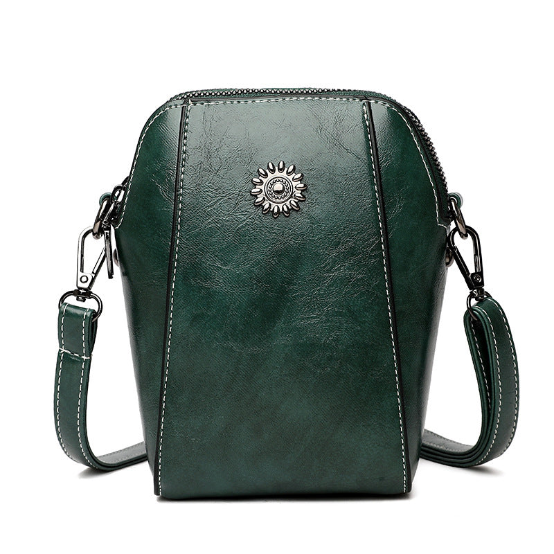 Leder Umhängetasche Elegante Damenhandtasche Schwarz