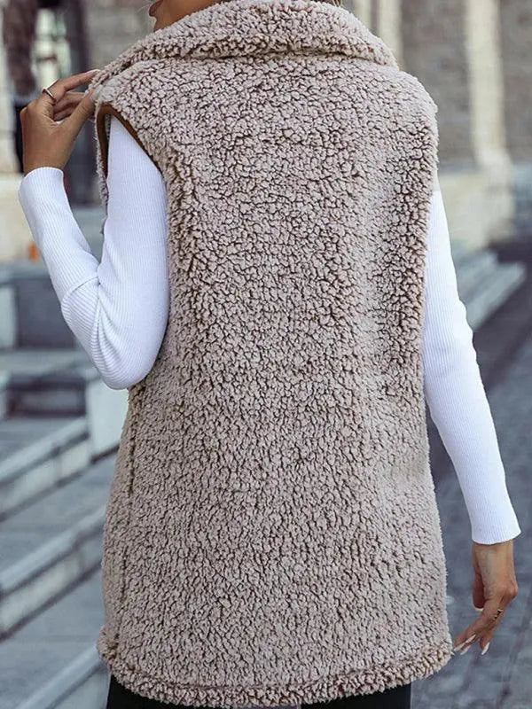Langer Frauen Wintermantel Ärmellos Elegant