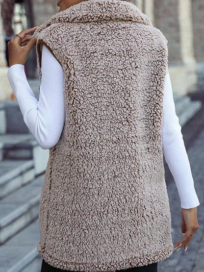 Langer Frauen Wintermantel Ärmellos Elegant