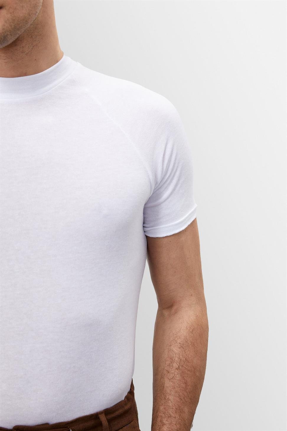Slim-Fit T-Shirt Weiß Herren Klassisch Elegantes Design