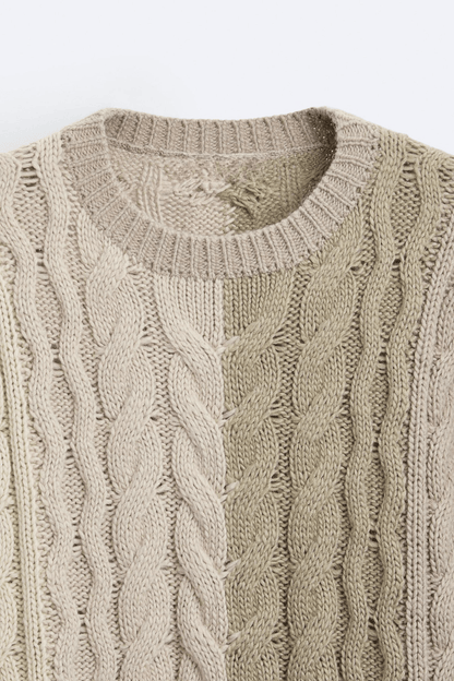 Grobstrick-Pullover Zopfmuster Klassisch Warm Bequem