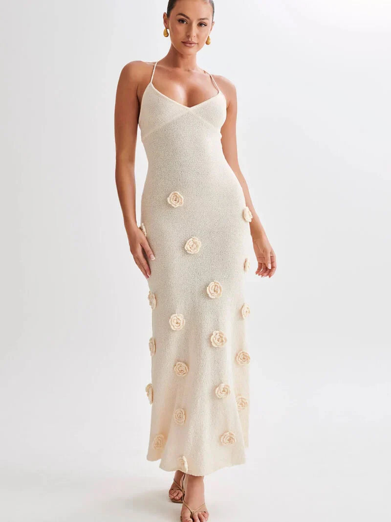 Damen Maxikleid Spaghettiträger Blumenmuster Elegant