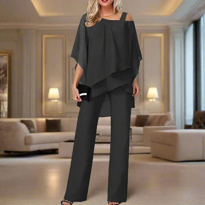 Eleganter Chiffon Abendkleid Satz Damen Luxus