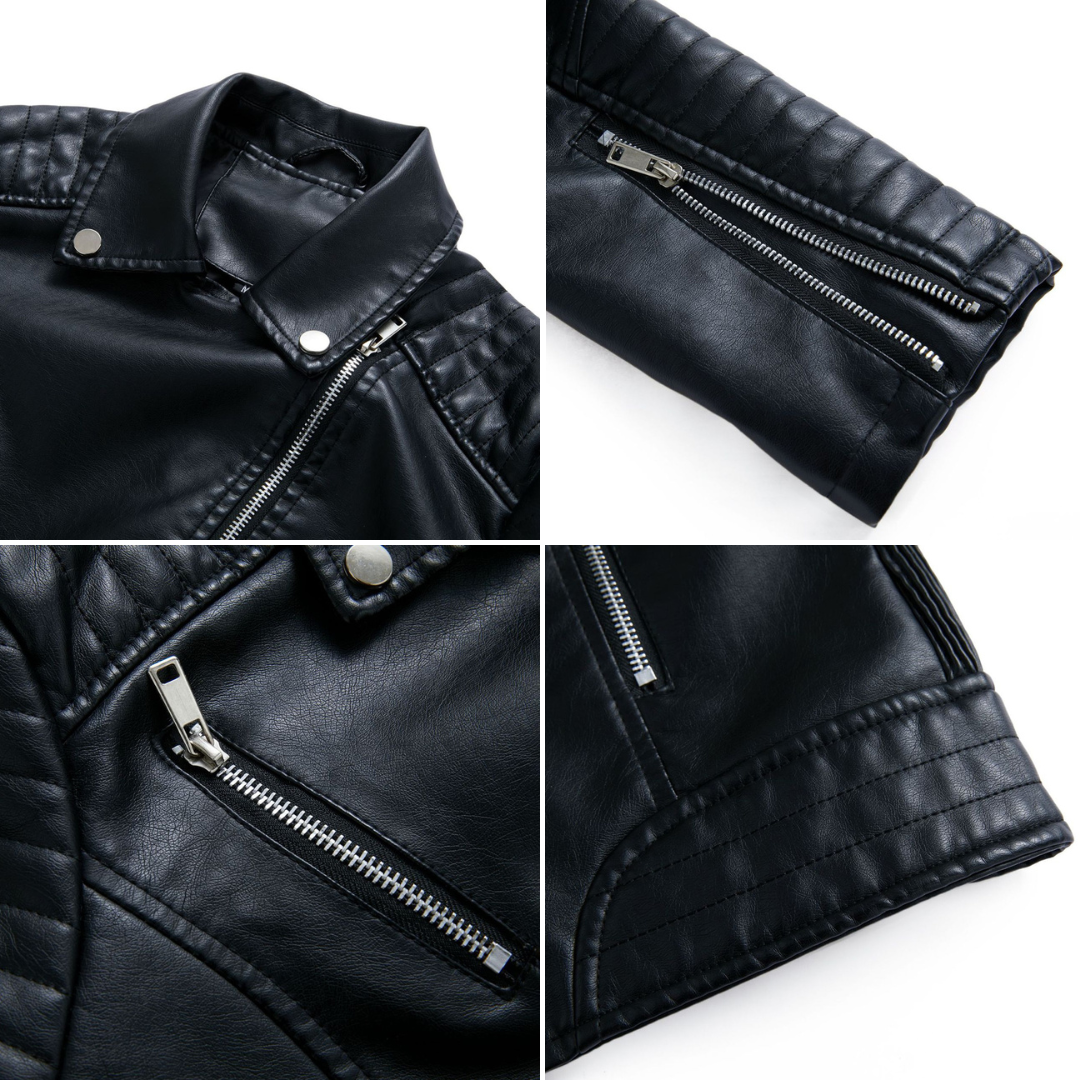 Lederjacke Damen Stylisch Schwarz Modern