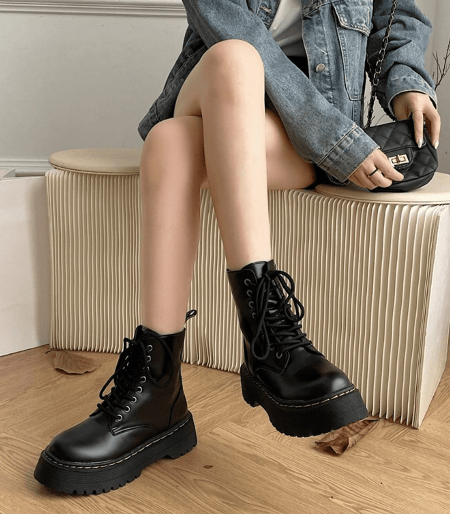 Leder Plateaustiefel Damen Stilvolle Hochzeit Schuhe