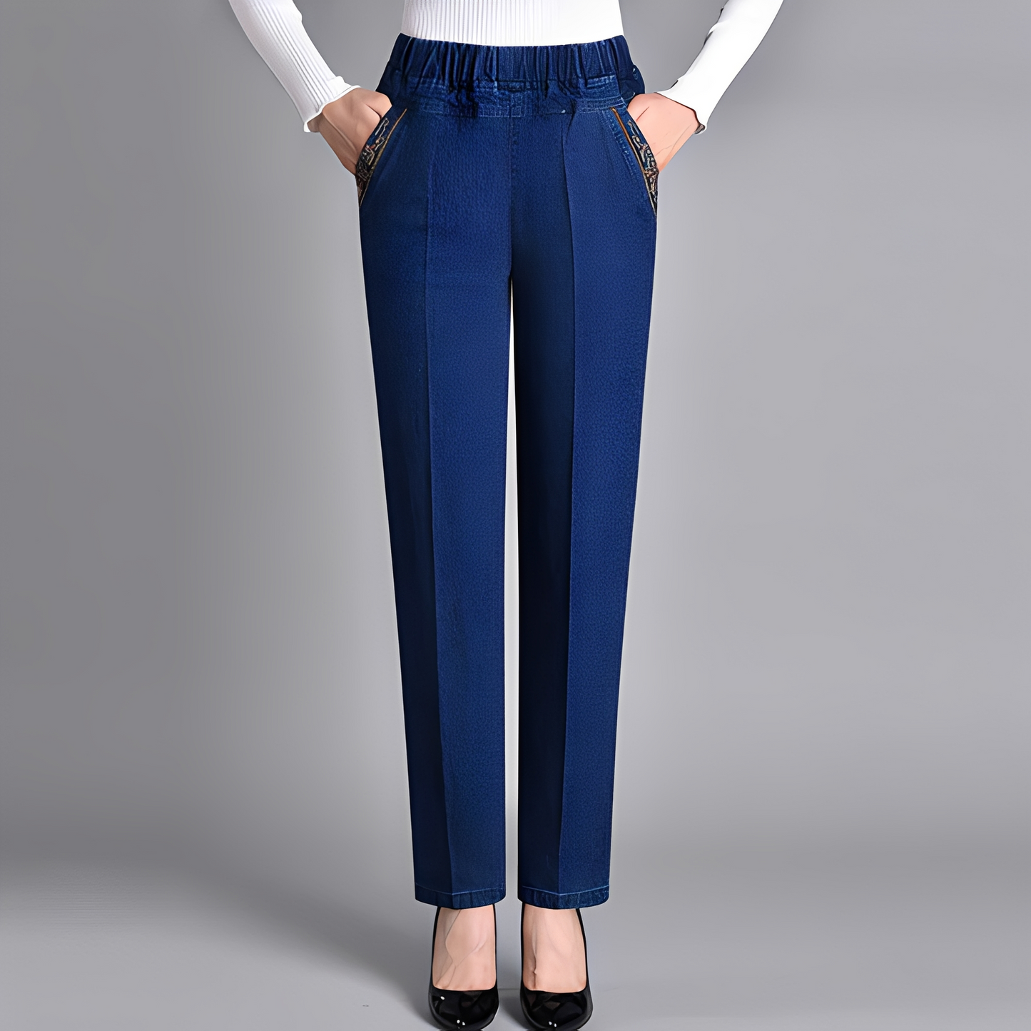 Elastische Damenhose Hoch Tailliert Stretch
