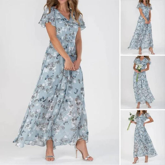 Elegantes Frauen Maxikleid Blumenmuster Lang - BerlinGlamour