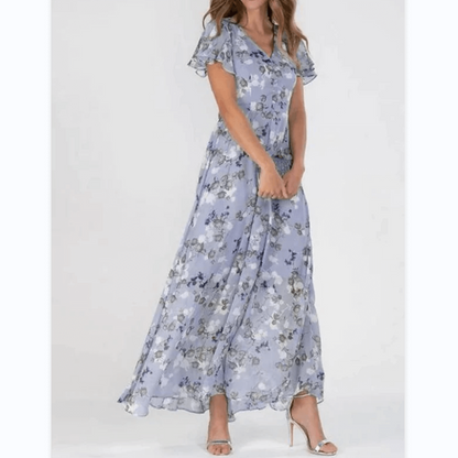 Boho Maxikleid Damen Flatterärmlig Lang
