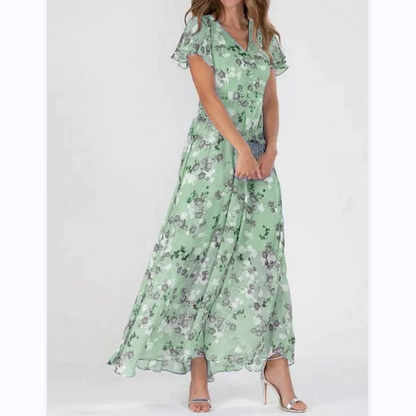Elegantes Frauen Maxikleid Blumenmuster Lang