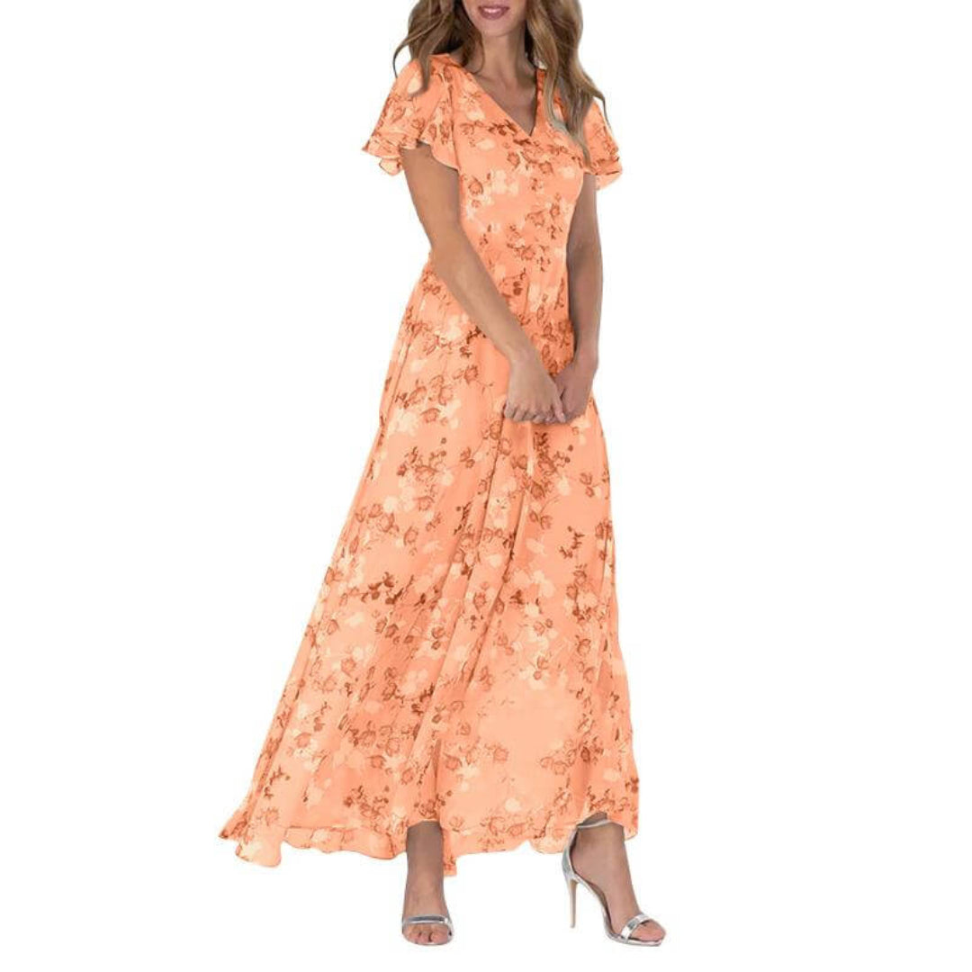 Boho Maxikleid Damen Flatterärmlig Lang - BerlinGlamour