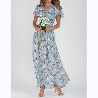 Boho Maxikleid Damen Flatterärmlig Lang