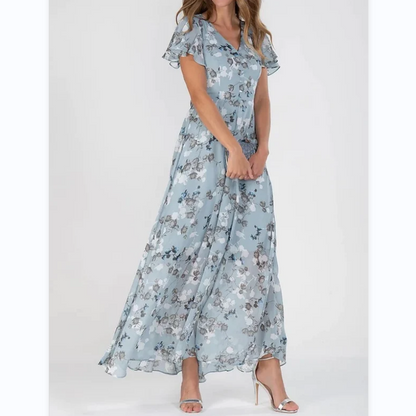 Elegantes Frauen Maxikleid Blumenmuster Lang