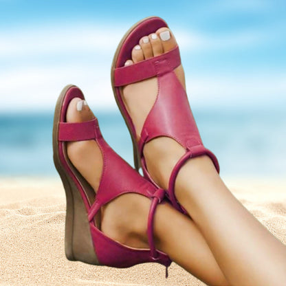 Orthopädische Sandalen Damen Leder Komfort Absatz