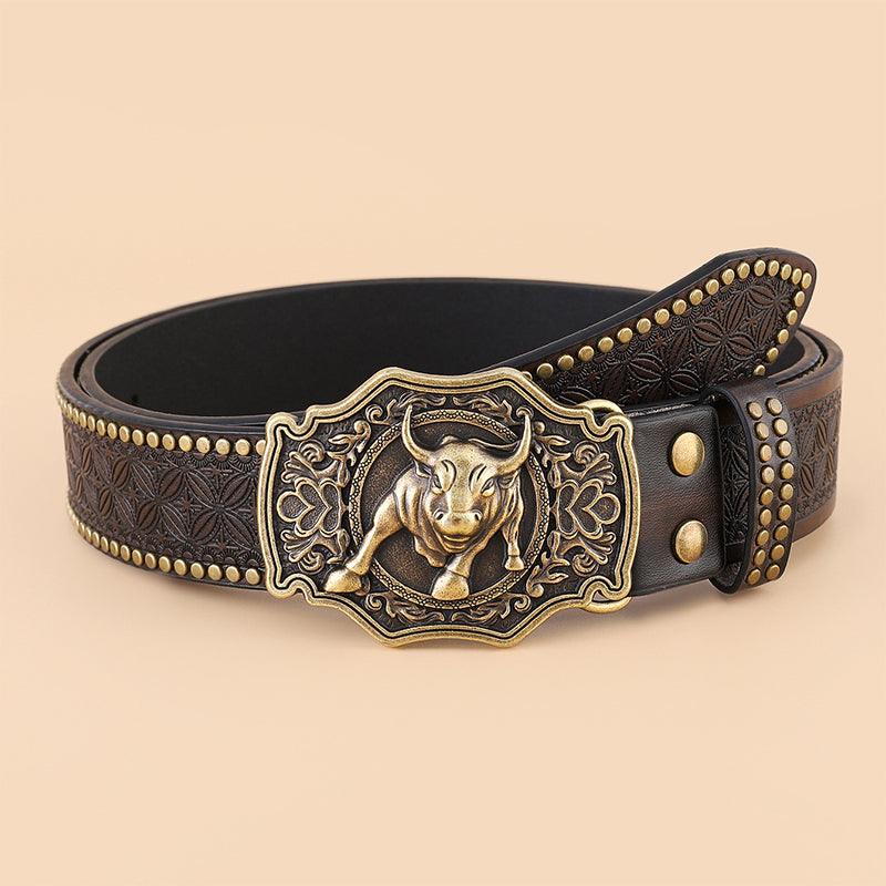 Ledergürtel Western Stil Cowboy Vintage Braun