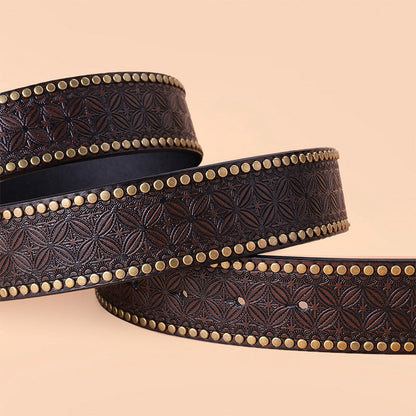Ledergürtel Western Stil Cowboy Vintage Braun