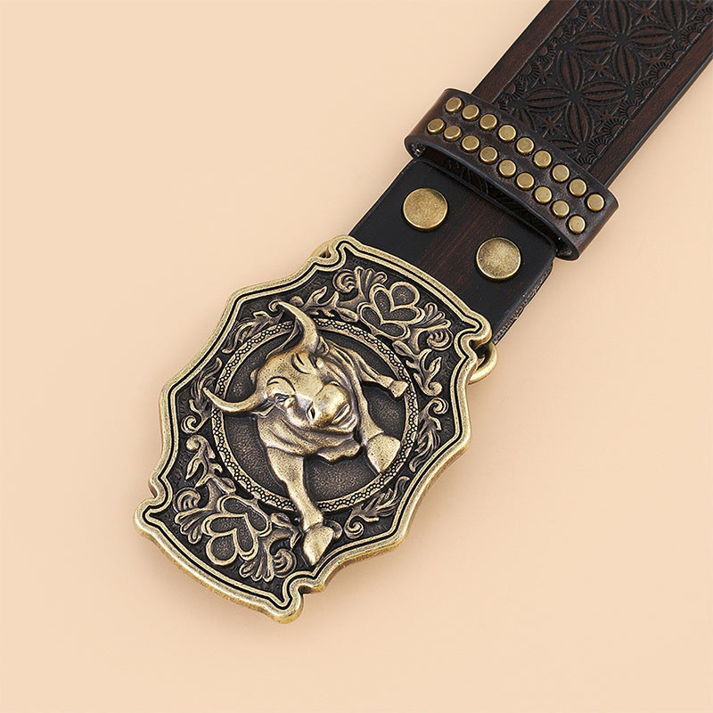 Ledergürtel Western Stil Cowboy Vintage Braun